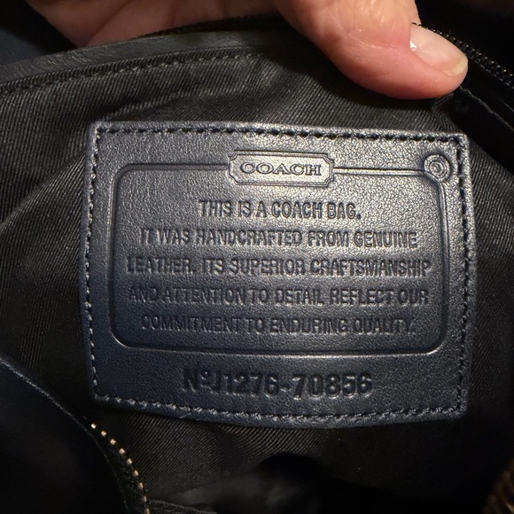 Coach Bleeker Bar Stripe Blue/Black/Tan/Teal Leather Computer Tote Unisex - Picture 4 of 15